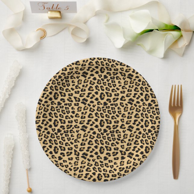 Assiettes En Carton Motif Empreinte de léopard (Mariage)