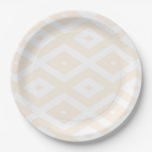 Assiettes En Carton Motif en diamant beige et blanc