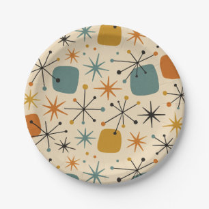 Assiettes En Carton Motif en étoile éclatée de style Mid Century Moder