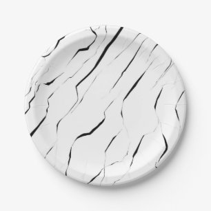 Assiettes En Carton Motif en marbre blanc noir moderne