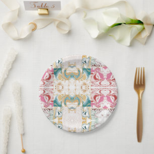 Assiettes En Carton Motif en marbre moderne et coloré