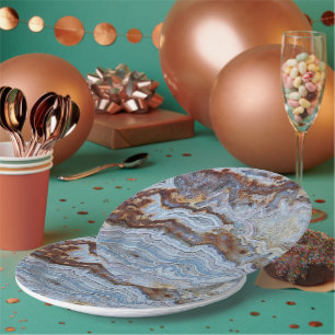 Assiettes En Carton Motif en pierre de dentelle Agate