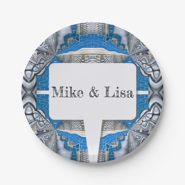 Assiettes En Carton Motif et texte fractionné psychédélique (Devant)