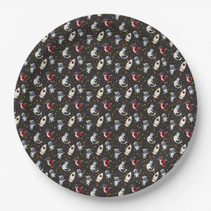 Assiettes En Carton Motif étoiles chat renard homme espace cosmique