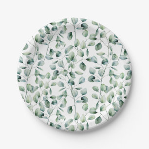 Assiettes En Carton Motif Eucalyptus aquarelle