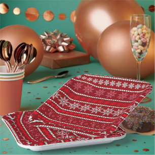 Assiettes En Carton Motif Festif Noël Snowflake