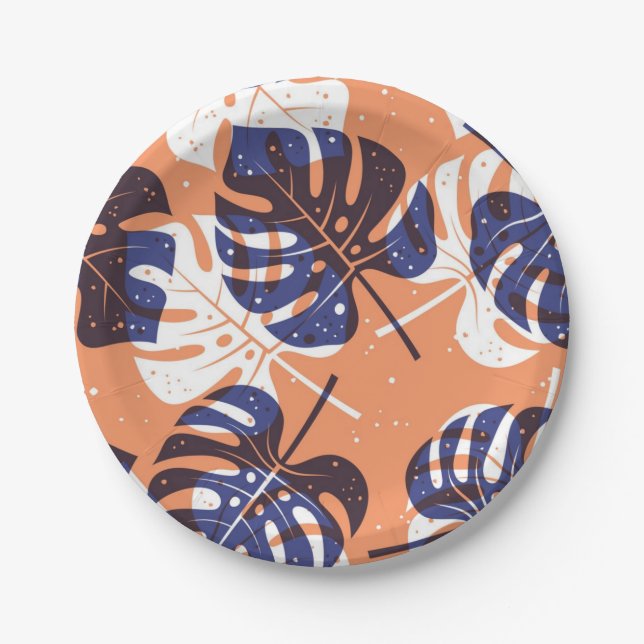 Assiettes En Carton motif feuille (Devant)