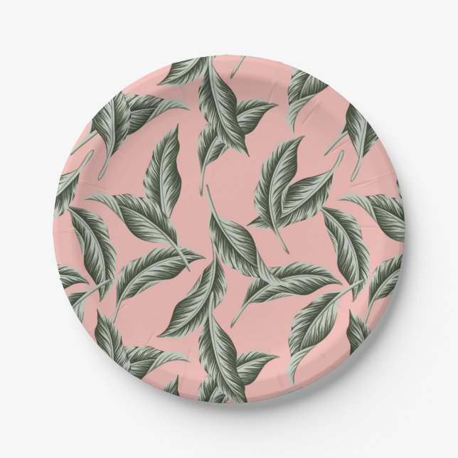 Assiettes En Carton Motif Feuille du jardin tropical (Devant)