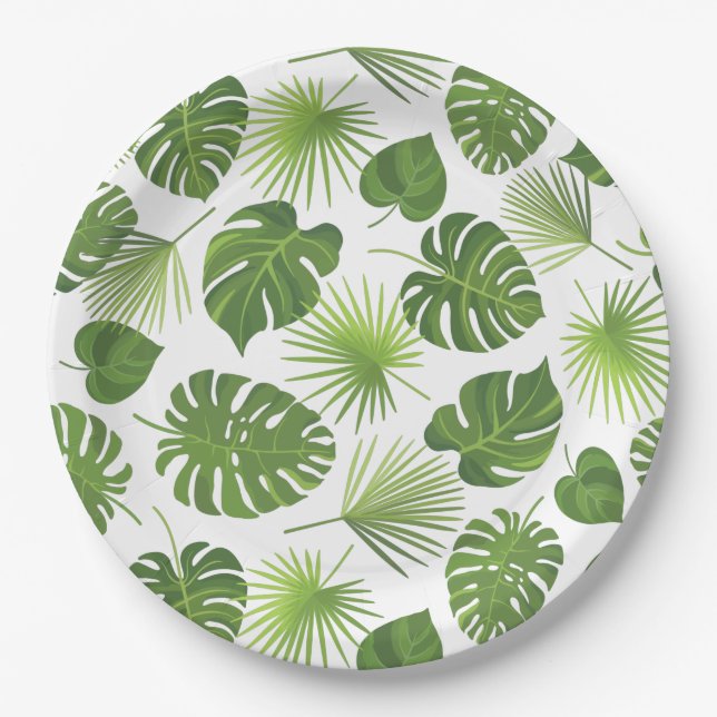 Assiettes En Carton Motif Feuille élégant Green Tropical (Devant)
