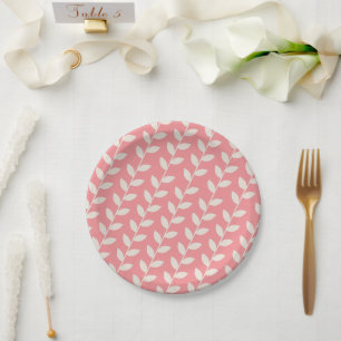 Assiettes En Carton Motif Feuille rétro les années 70 rose personnalis