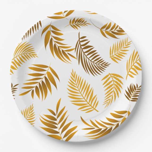 Assiettes En Carton Motif Feuille tropical 22 (Devant)