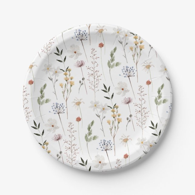Assiettes En Carton Motif Fleur sauvage Boho (Devant)