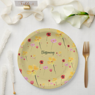 Assiettes En Carton Motif Fleurissant