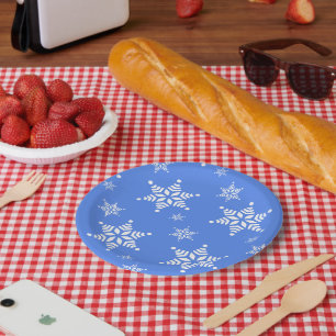 Assiettes En Carton Motif Flocon de Neige, Flocons de Neige Blancs, Ne