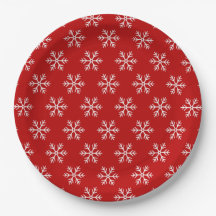 Motif Flocons de Neige Rouge Noël