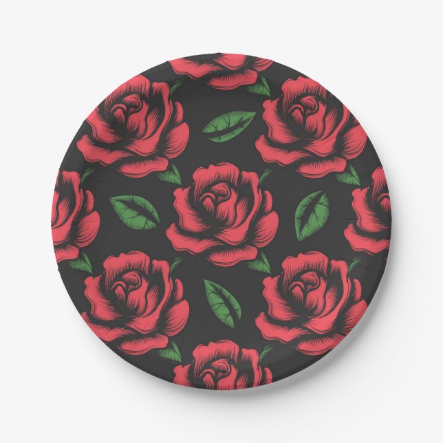 Assiettes En Carton Motif floral (Devant)