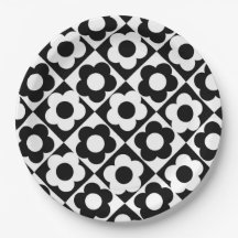 Motif floral à carreaux diamantés noir et blanc