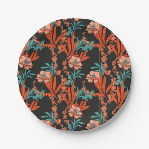 Assiettes En Carton Motif floral abstrait d'orange