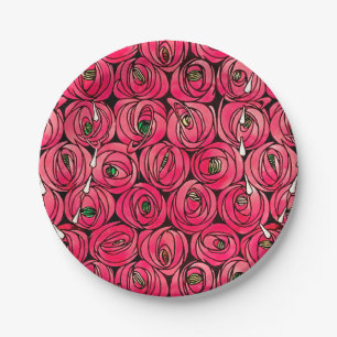 Assiettes En Carton Motif floral Art Nouveau de rose de Rennie Mackint