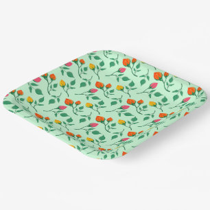 Assiettes En Carton Motif floral avec fleurs roses colorées