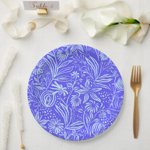 Assiettes En Carton Motif floral bleu clair-lilas