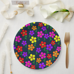 Assiettes En Carton Motif floral coloré