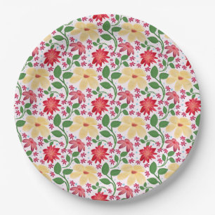 Assiettes En Carton Motif floral coloré sans couture Fleur lumineuse