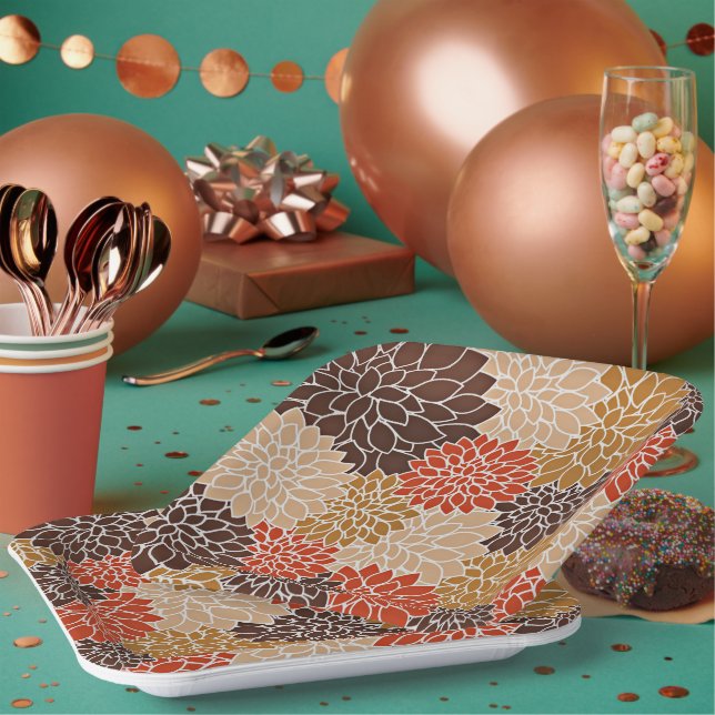 Assiettes En Carton Motif floral d'automne (Multi)