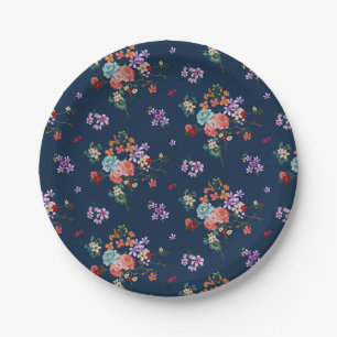 Assiettes En Carton Motif floral de bouquet rose