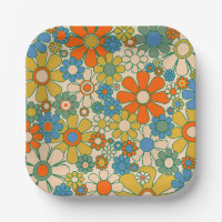 Motif floral de jardin rétro des années 60 et 70