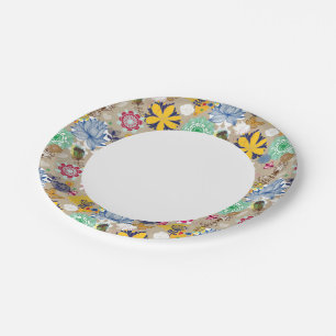 Assiettes En Carton Motif floral de style rétro 3