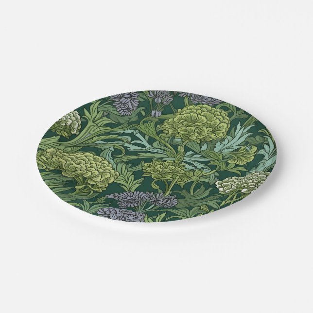 Assiettes En Carton Motif floral de style William Morris sans couture (Angle)
