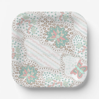 Assiettes En Carton Motif floral et papillon bohème vintage