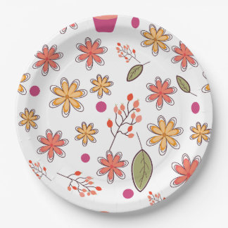 Assiettes En Carton motif floral fleurs dessin floral botanique flo