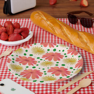 Assiettes En Carton Motif floral rétro brillant sans couture 