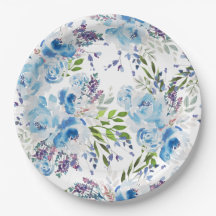 Motif floral sans couture à l'aquarelle bleue