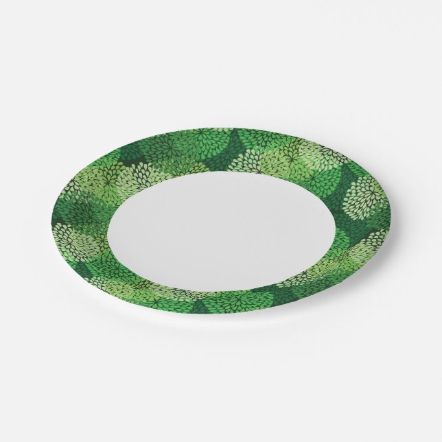 Assiettes En Carton Motif floral vert (Angle)