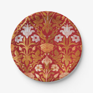 Assiettes En Carton Motif floral vintage de rose et de lys de William