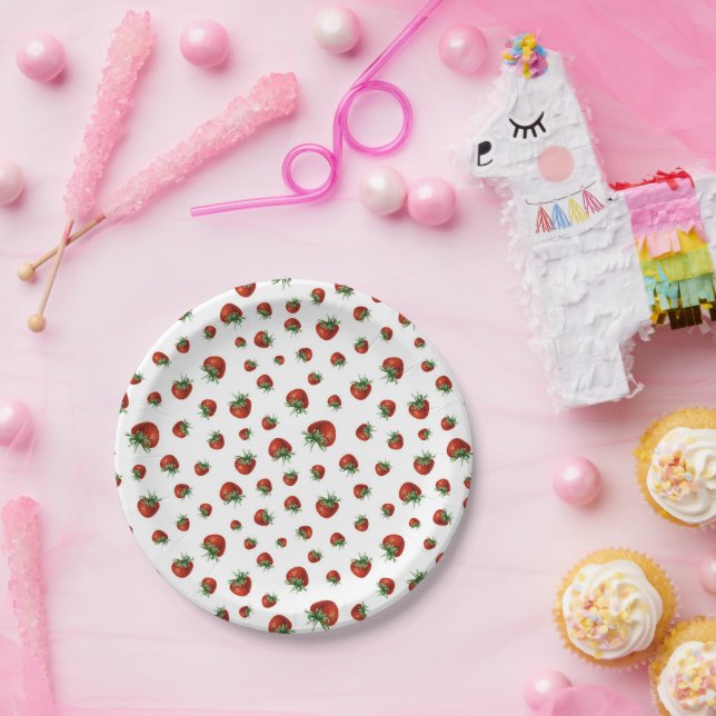 Assiettes En Carton Motif Fraise (Fête)