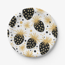 Motif fraise noir et or