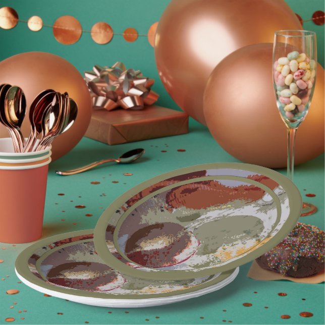 Assiettes En Carton Motif Fruit Abstrait (Multi)