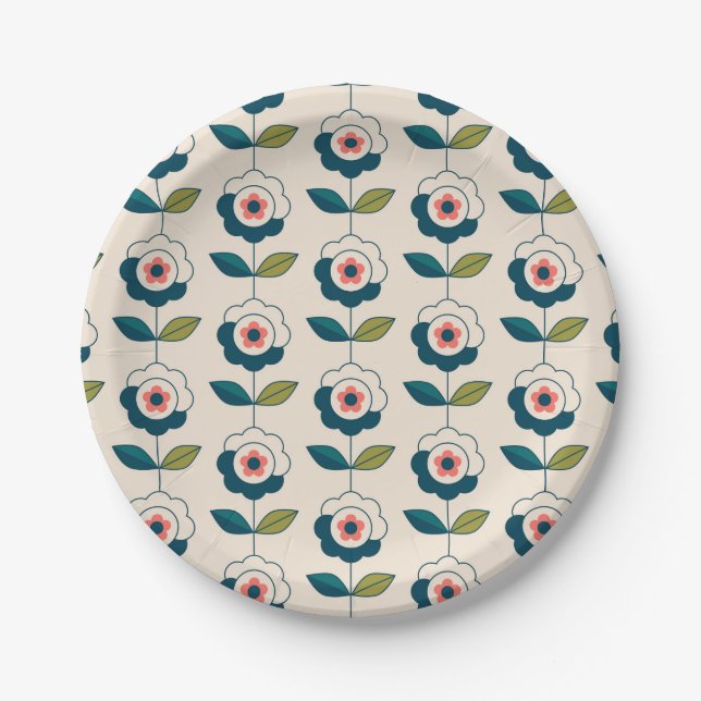 Assiettes En Carton Motif Fun Jardin Retro (Devant)