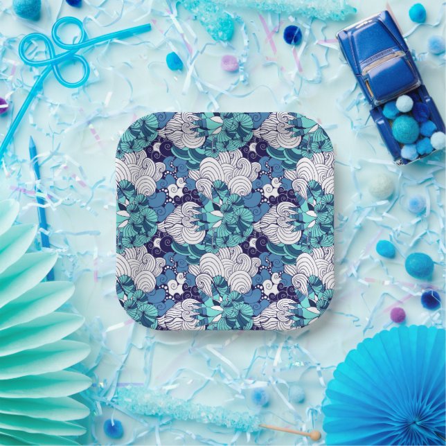 Assiettes En Carton Motif Funky Seashell (Fête)
