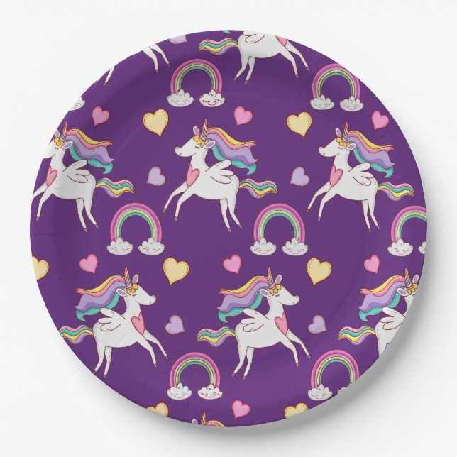 Assiettes En Carton Motif Funny Unicorn Magique Cheval mignon (Devant)