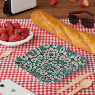 Assiettes En Carton Motif géométrique abstrait à axe émeraude 1284