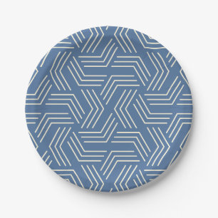 Assiettes En Carton Motif géométrique abstrait de lignes blanches en z