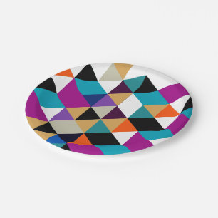 Assiettes En Carton Motif géométrique Abstrait moderne et coloré