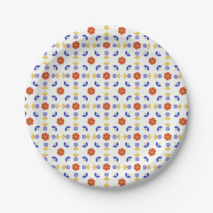 Assiettes En Carton Motif géométrique de fleur au néon d'art popula