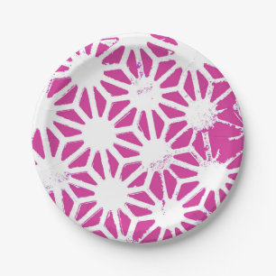 Assiettes En Carton Motif géométrique Fuchsia