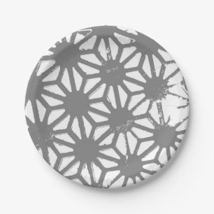 Assiettes En Carton Motif géométrique gris